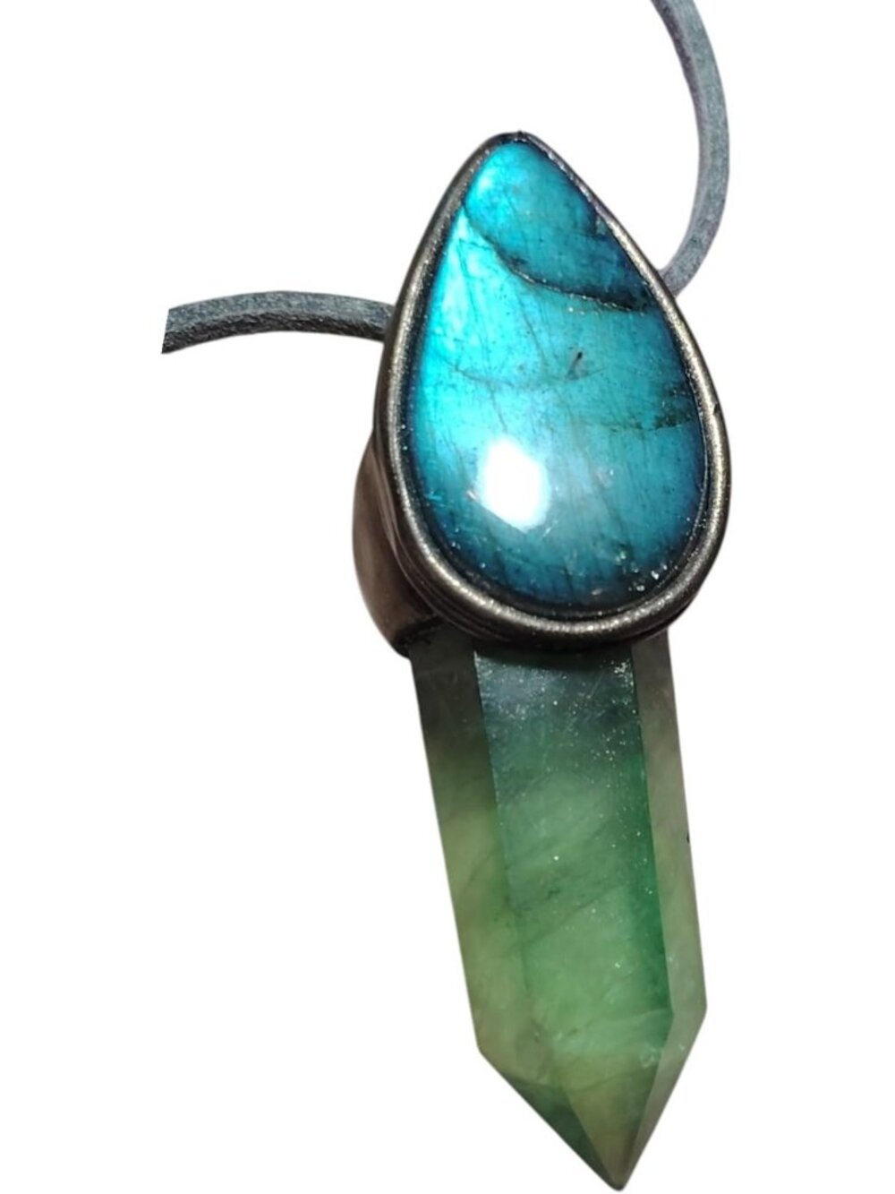 Enchanting Green Fluorite Pendant Necklace | Forest Witch Crystal Wand Jewelry